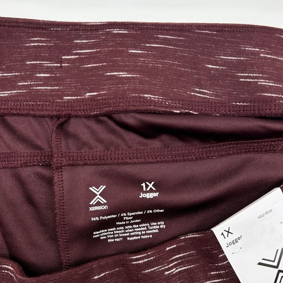 Xersion Women's Plus Size Bold Burgundy Mid Rise Active Jogger Pant Size 1X 2X - Picture 7 of 10